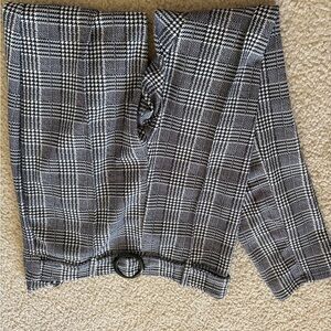 Black and White Plaid Pants with Belt